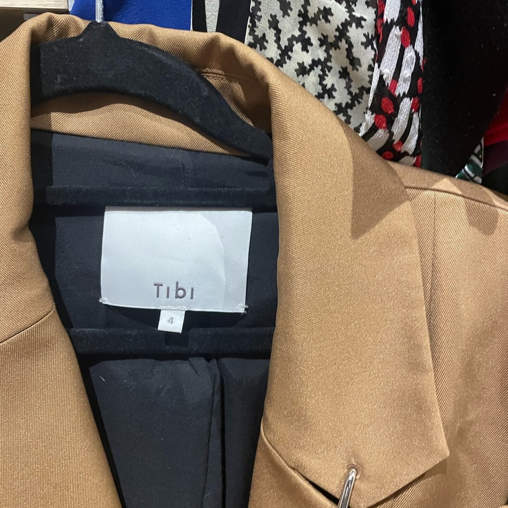Tibi oversized mixed media blazer- wool sweater arms